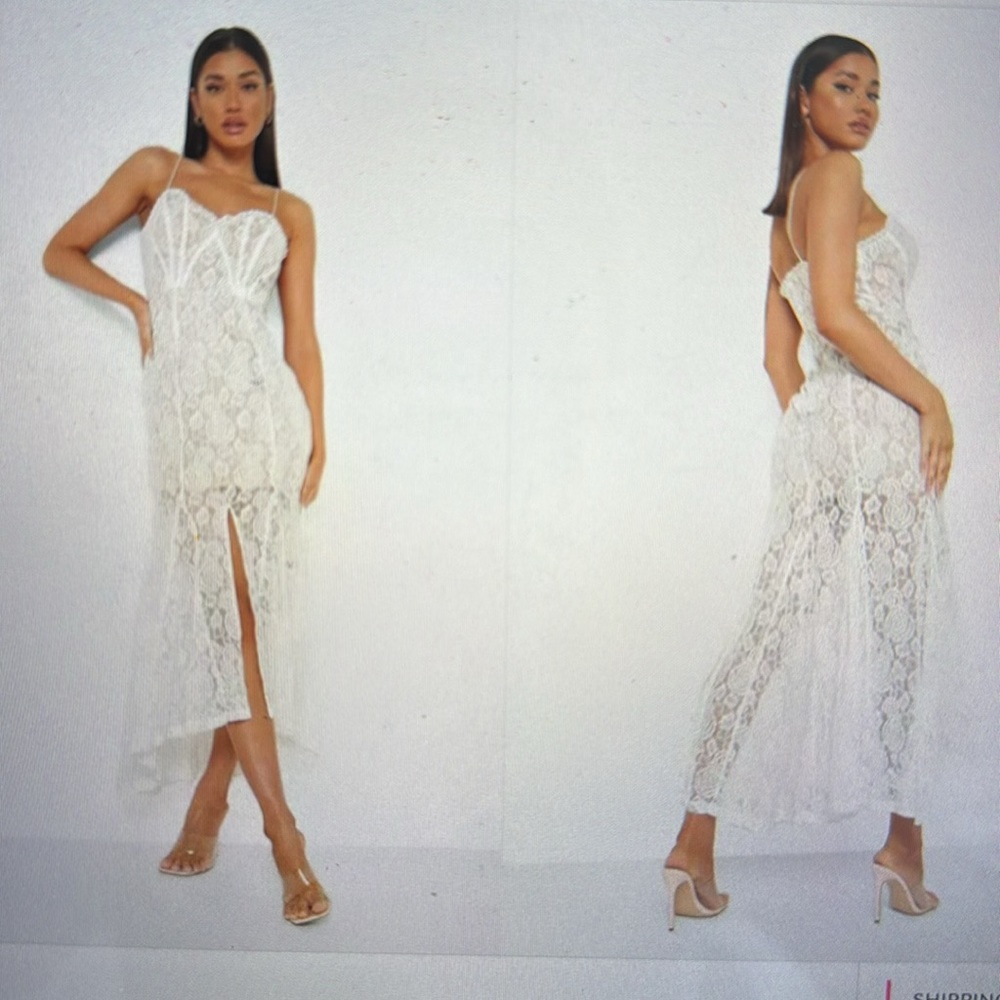BOOHOO White Lace Dress NWT